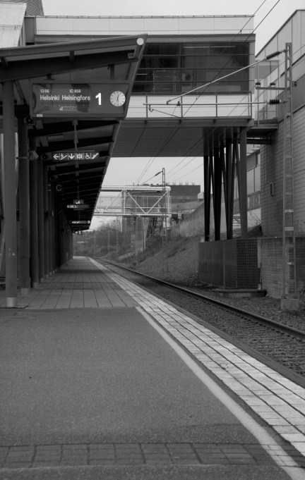 black and white train track