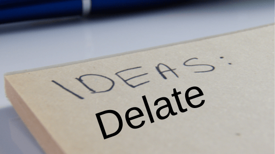 ideas and delate words on white pad