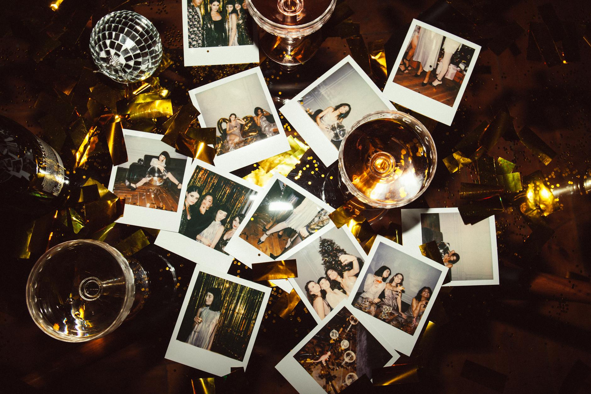 polaroid photos on table